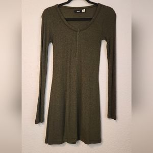 Urban Outfitters BDG‎ Olive Green Henley Sweater Swing Dress, Size S